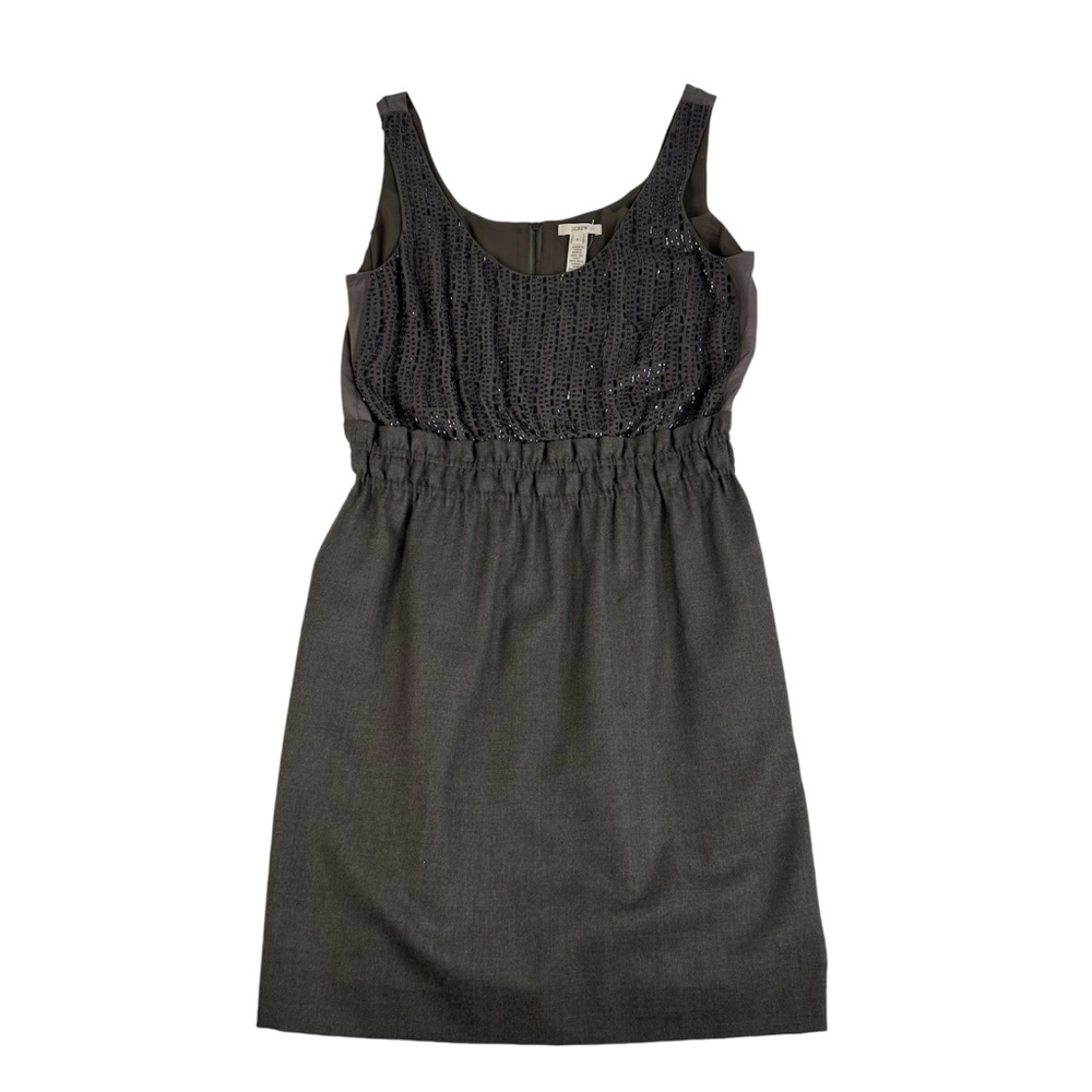 J Crew "Aurelia" Beaded Silk Couplet Sleeveless Cocktail Dress Gray Size 8 NEW - Picture 1 of 10